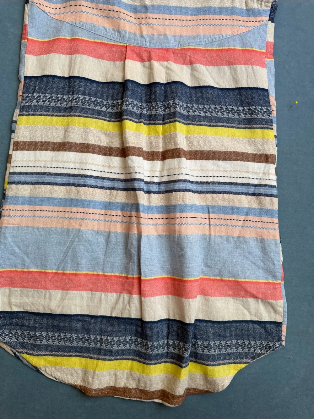 Chelsea & Theodore Multicolor Striped Midi Dress - Blue, Pink, Yellow, Navy - Picture 8 of 10